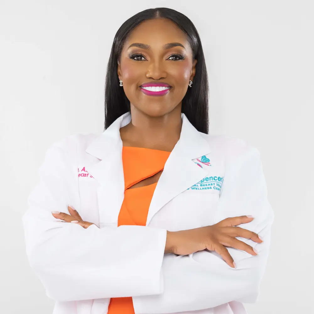 Dr. April Spencer in lab coat