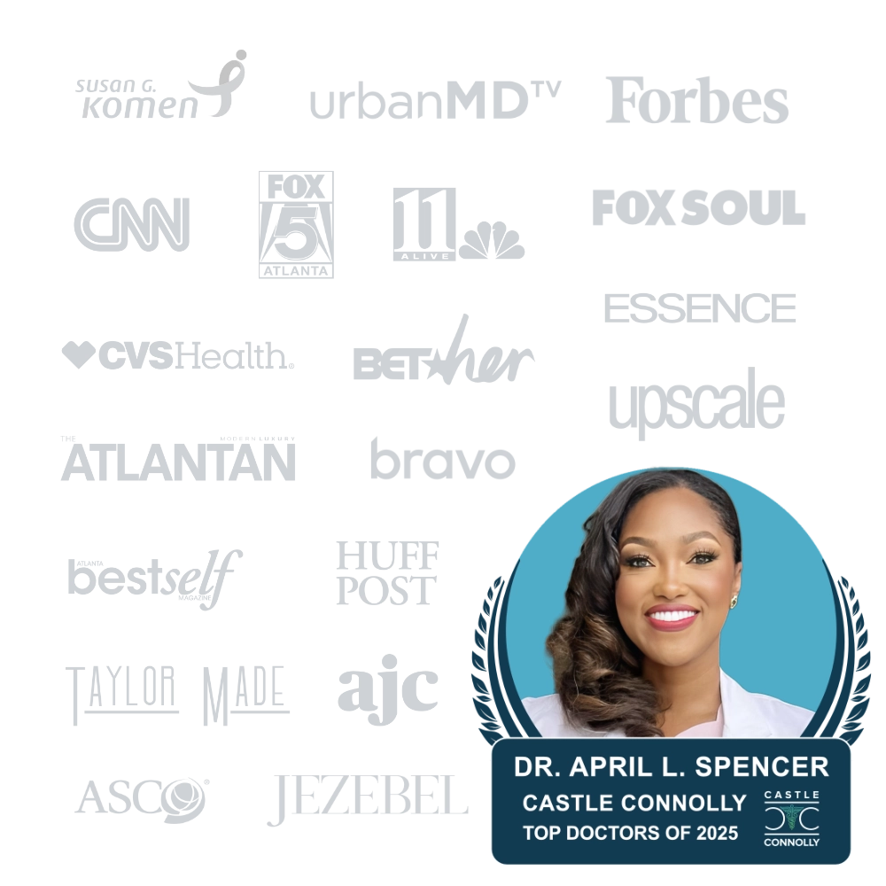 Dr. April Spencer logo media wall of organizations she has had media coverage on