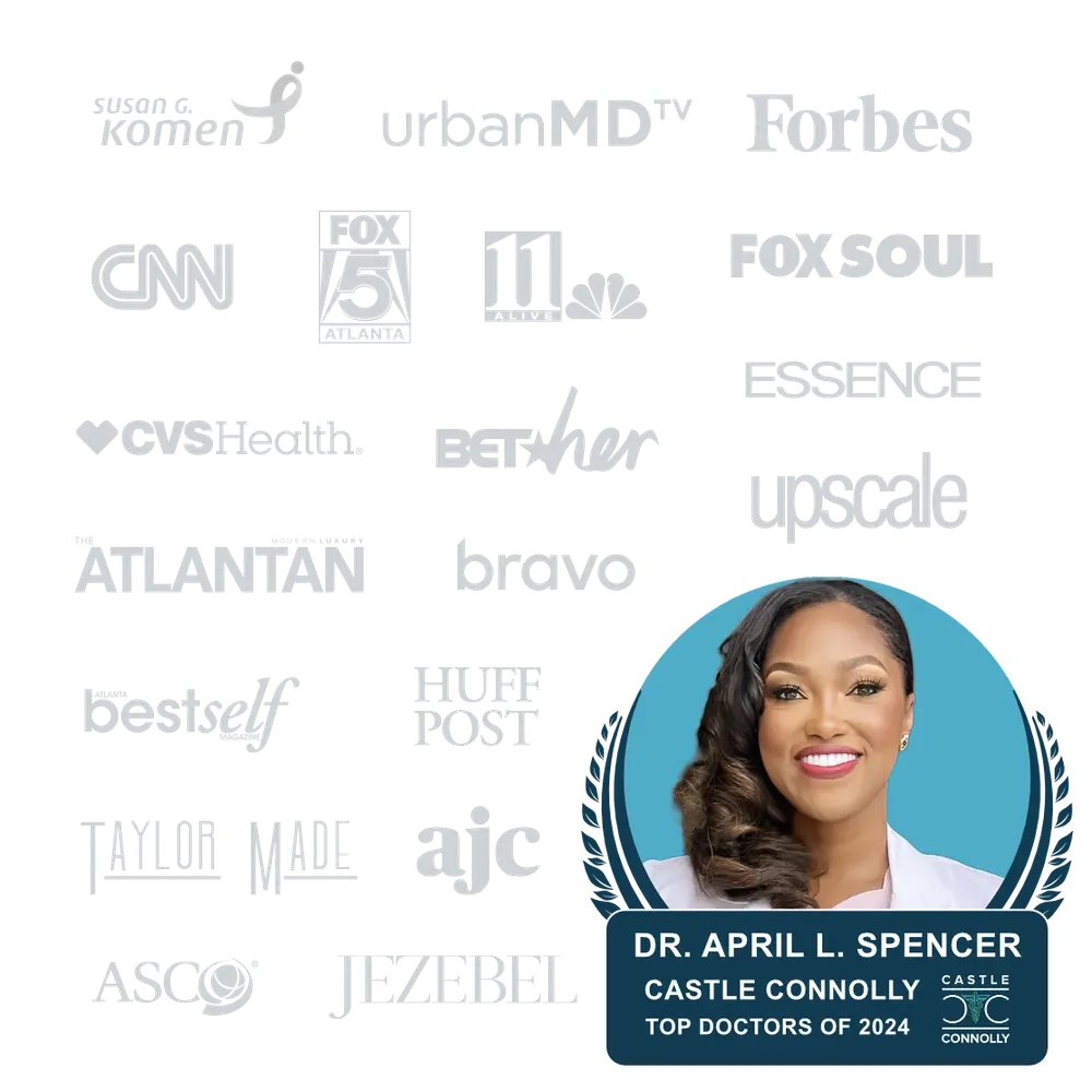 Dr. April Spencer logo media wall of organizations she has had media coverage on